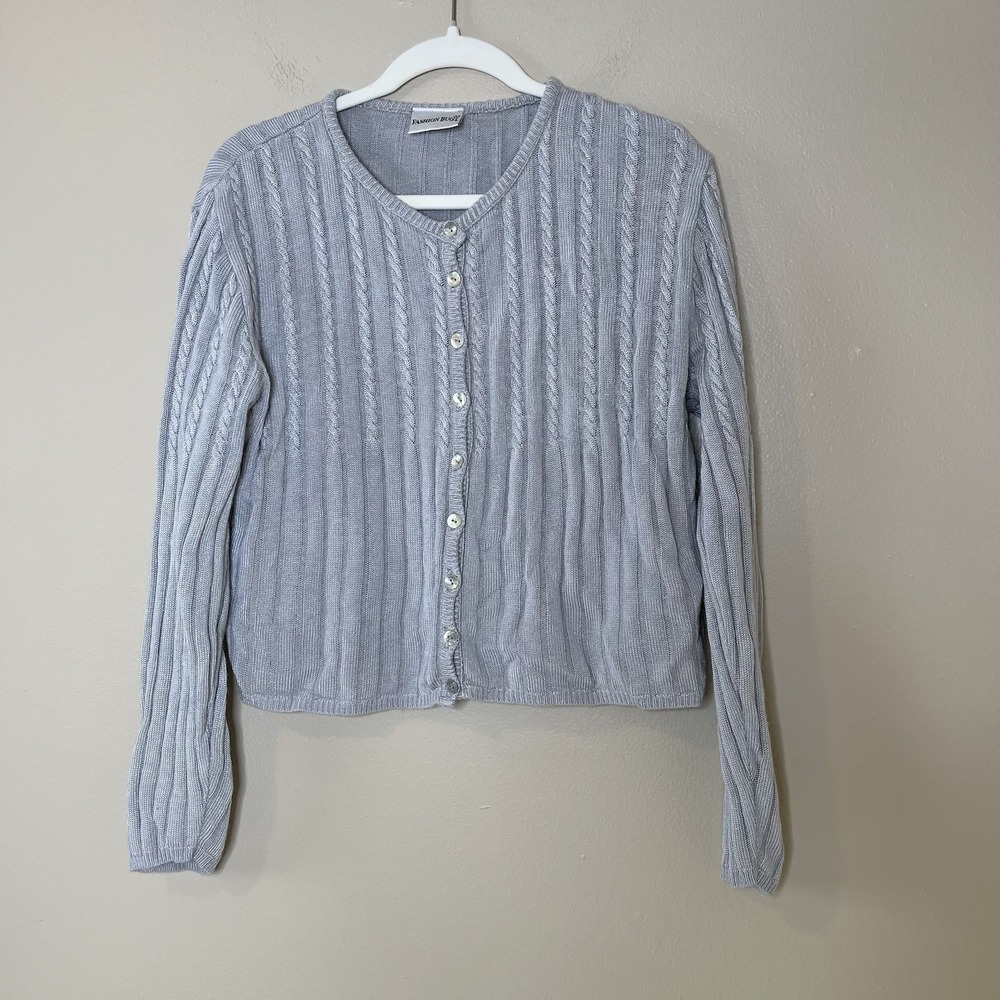 Vintage Womens Cardigan Cable Knit Ribbed 90s Y2K Preppy Coquette Staple Crop XL